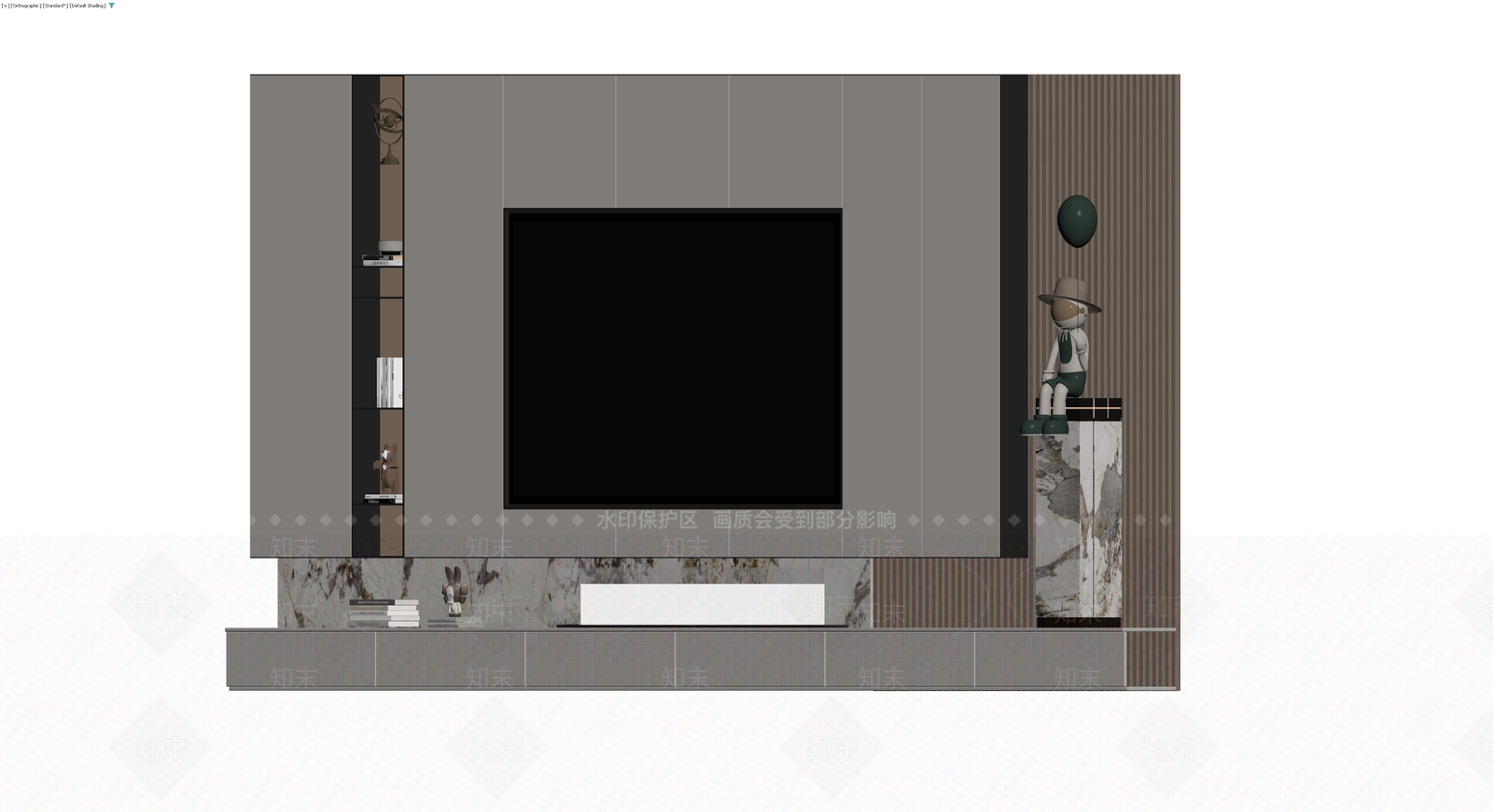 现代风格电视墙组合柜3D模型下载【ID:1229681222】