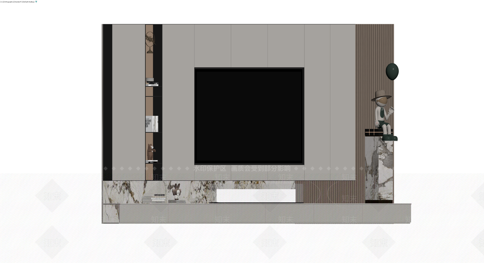 现代风格电视墙组合柜3D模型下载【ID:1229681222】