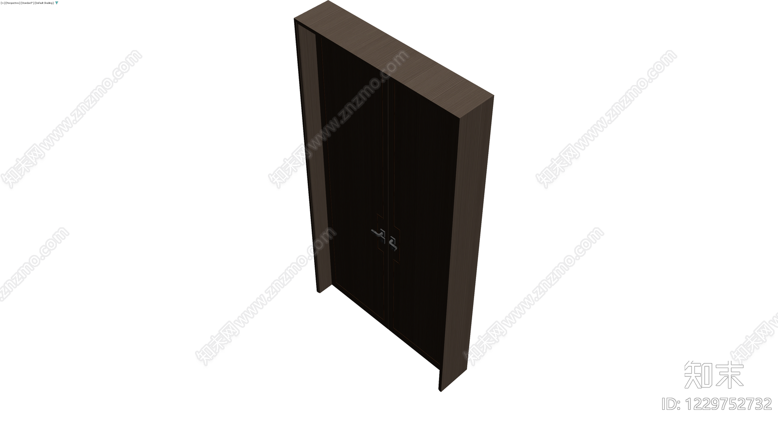 深木色双开门衣柜3D模型下载【ID:1229752732】