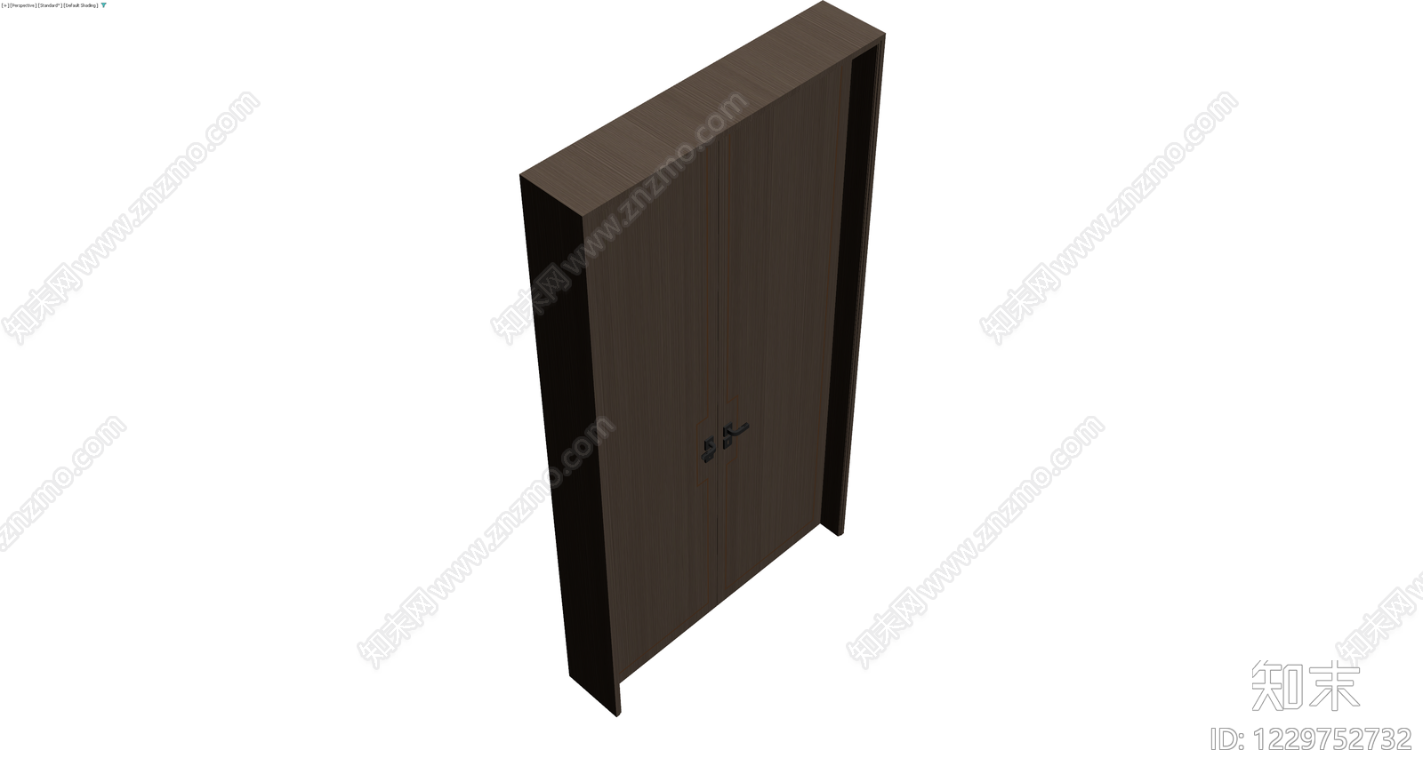深木色双开门衣柜3D模型下载【ID:1229752732】