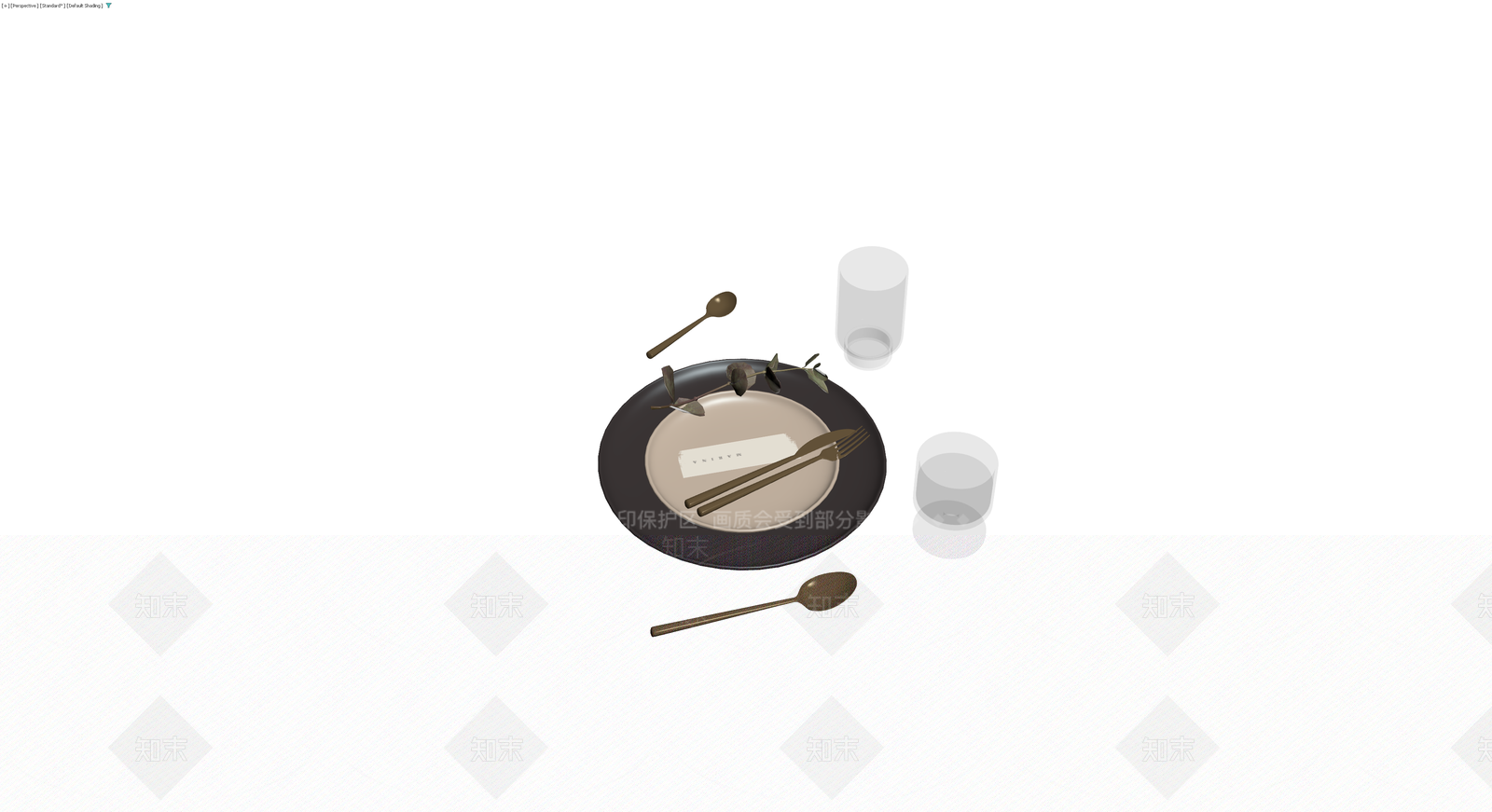 现代风格餐具组合3D模型下载【ID:1229857301】