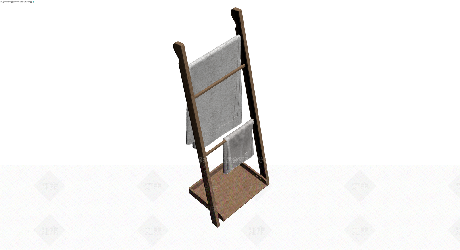 木质毛巾架带浴巾3D模型下载【ID:1230589974】