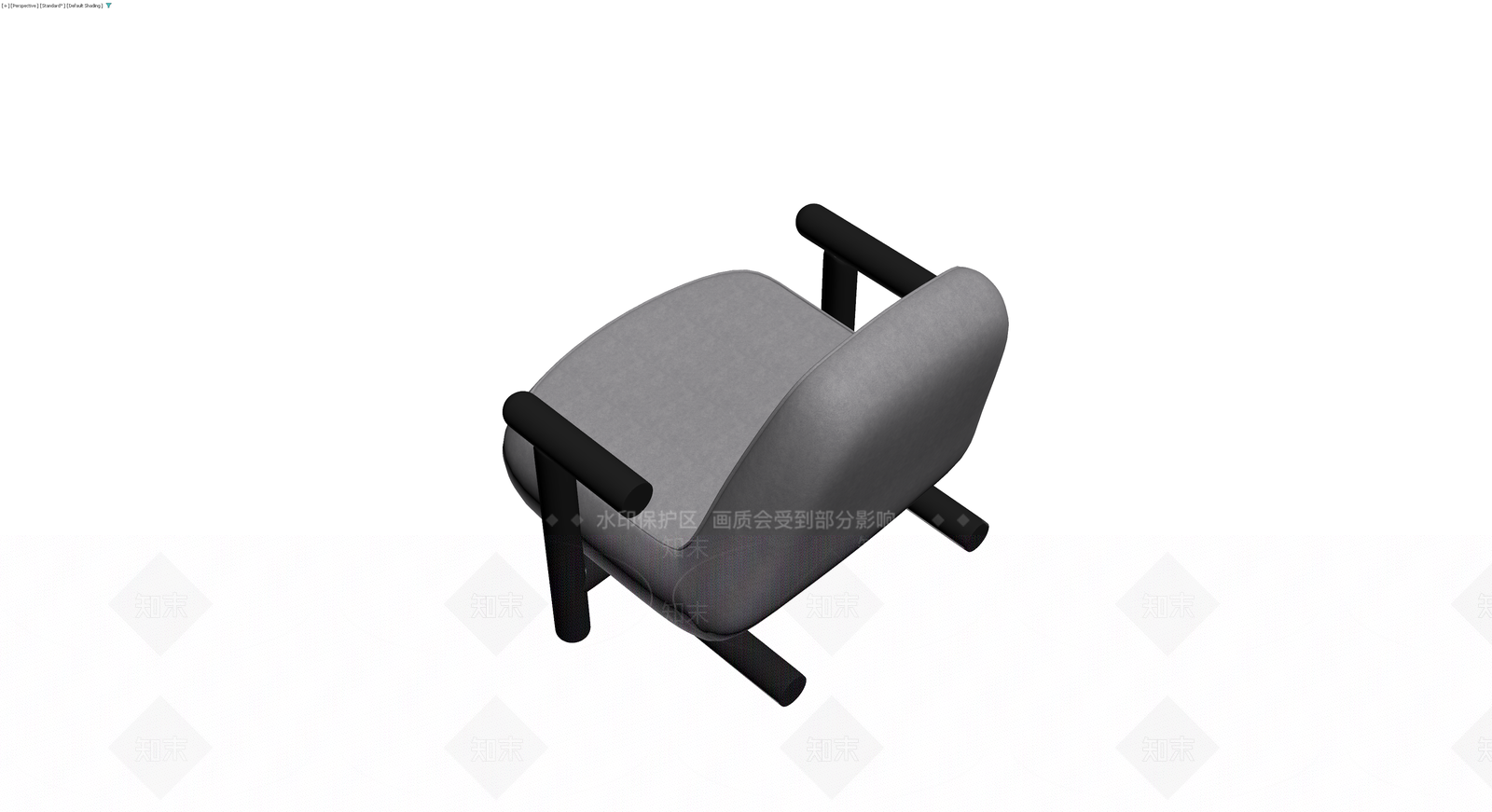 现代灰色布艺扶手椅3D模型下载【ID:1229893287】