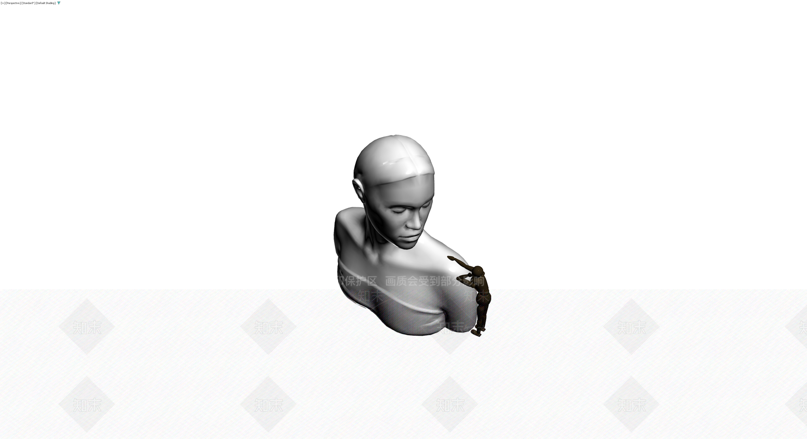 女性人物半身雕塑灰模3D模型下载【ID:1229852438】