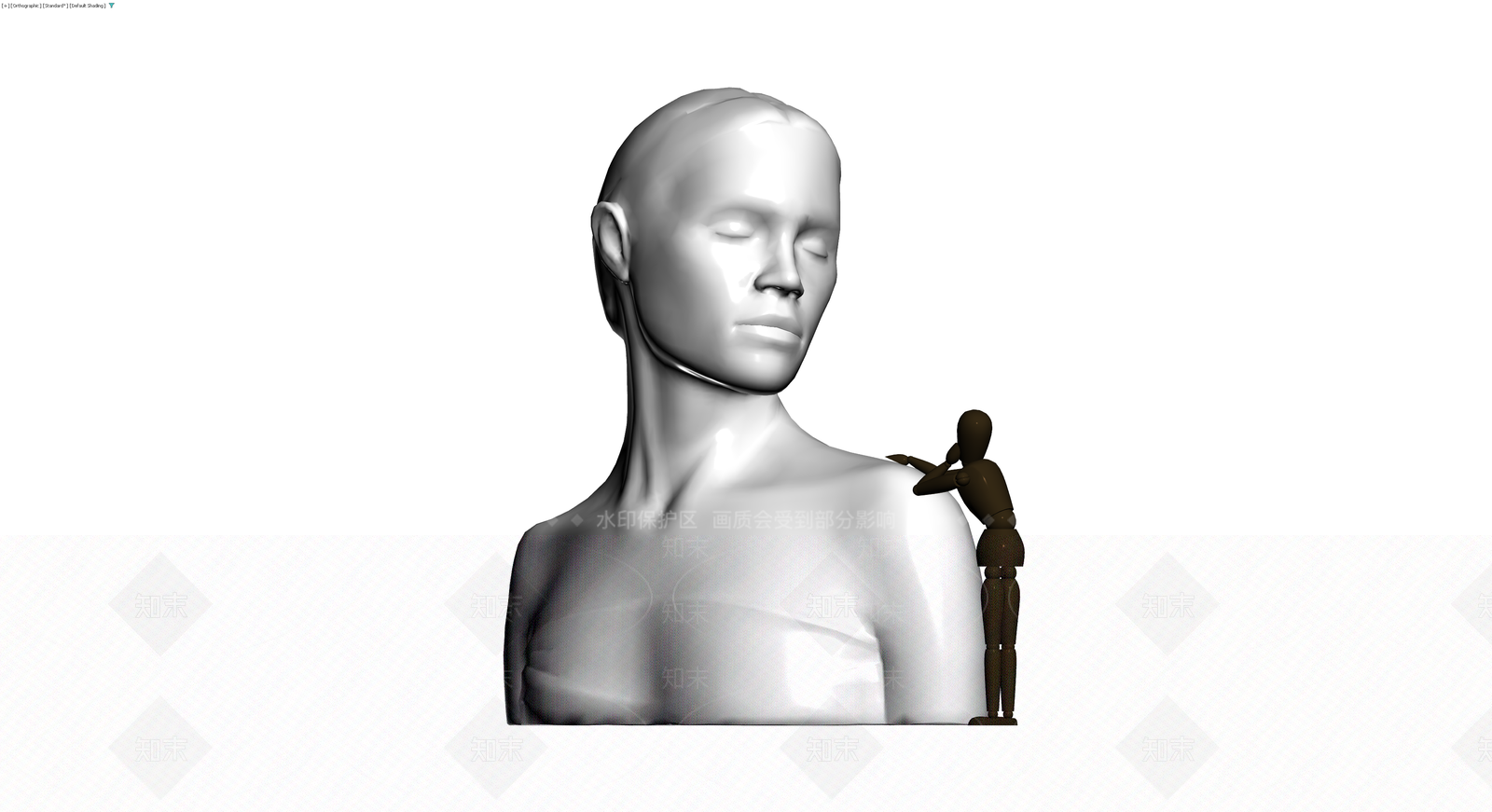 女性人物半身雕塑灰模3D模型下载【ID:1229852438】