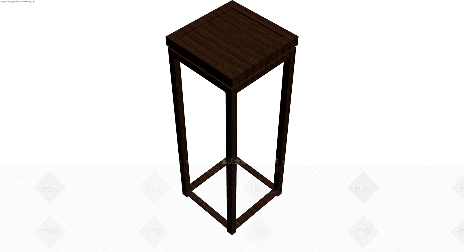深色木质高脚方几3D模型下载【ID:1230371306】