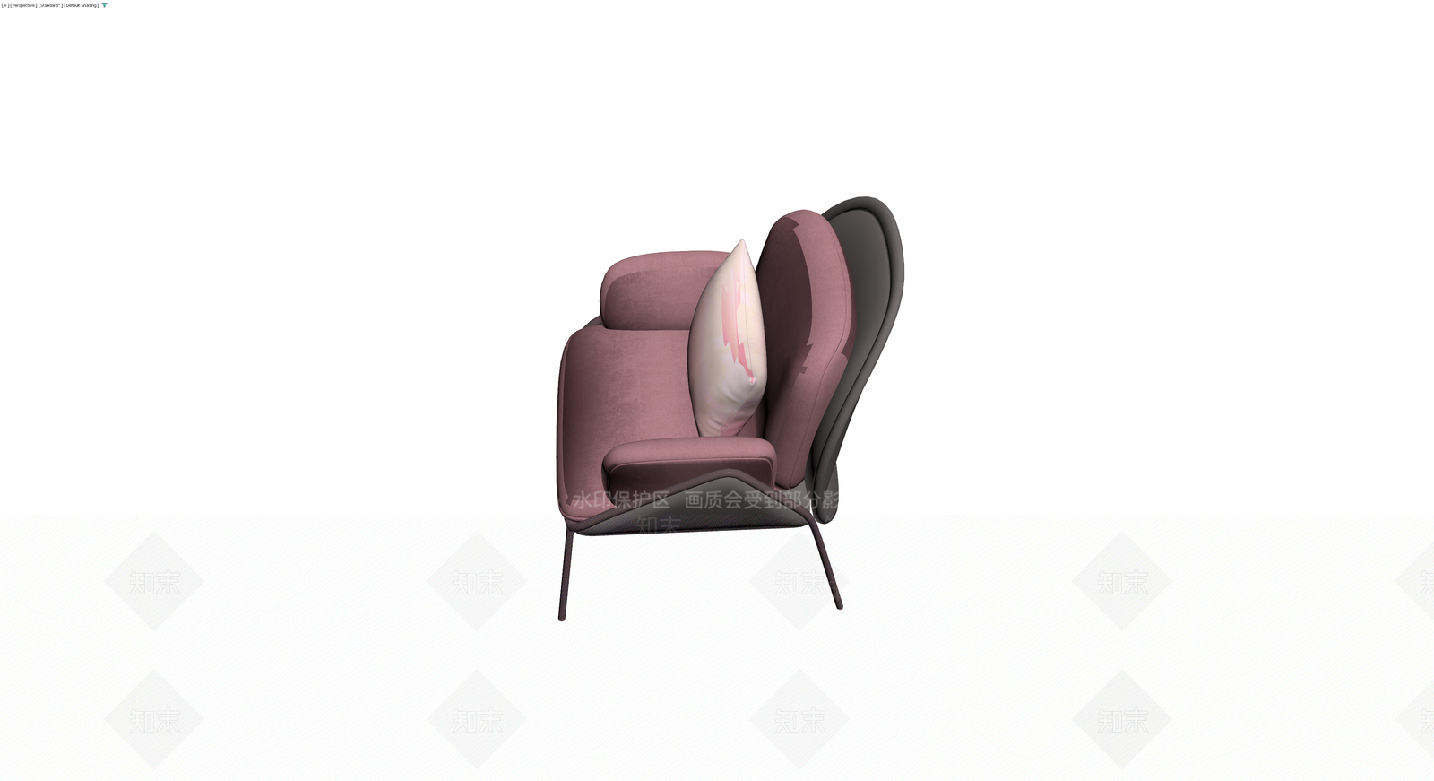 粉色绒面单人休闲椅3D模型下载【ID:1230760977】