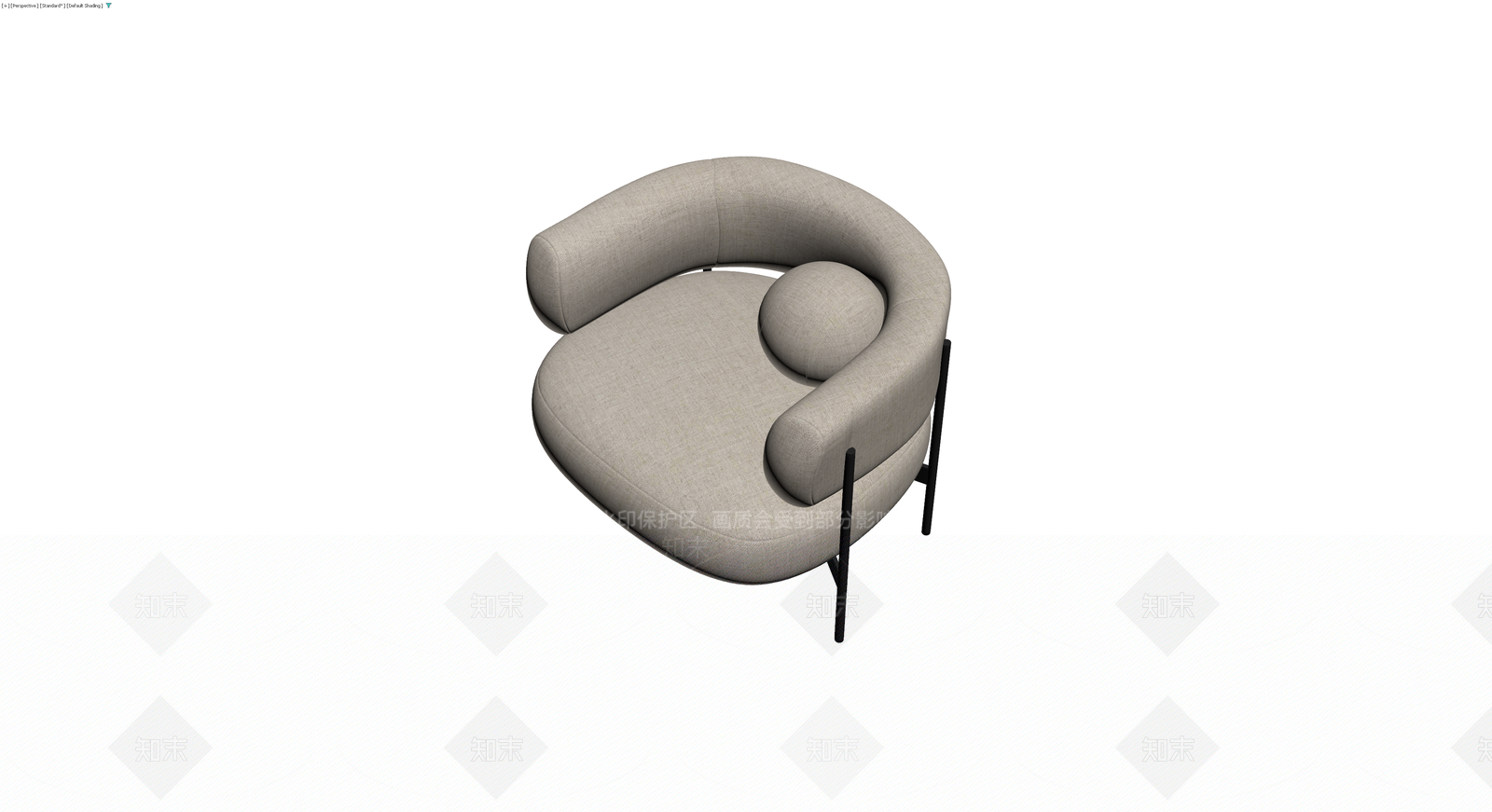 现代弧形布艺扶手椅3D模型下载【ID:1229678239】