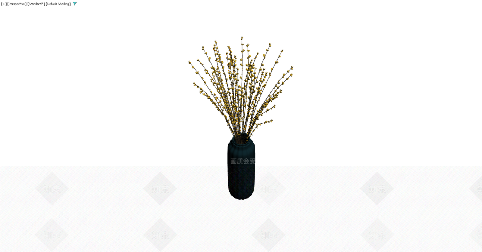 深色花瓶配干枝3D模型下载【ID:1229591793】