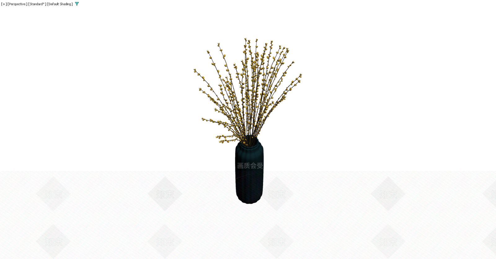 深色花瓶配干枝3D模型下载【ID:1229591793】