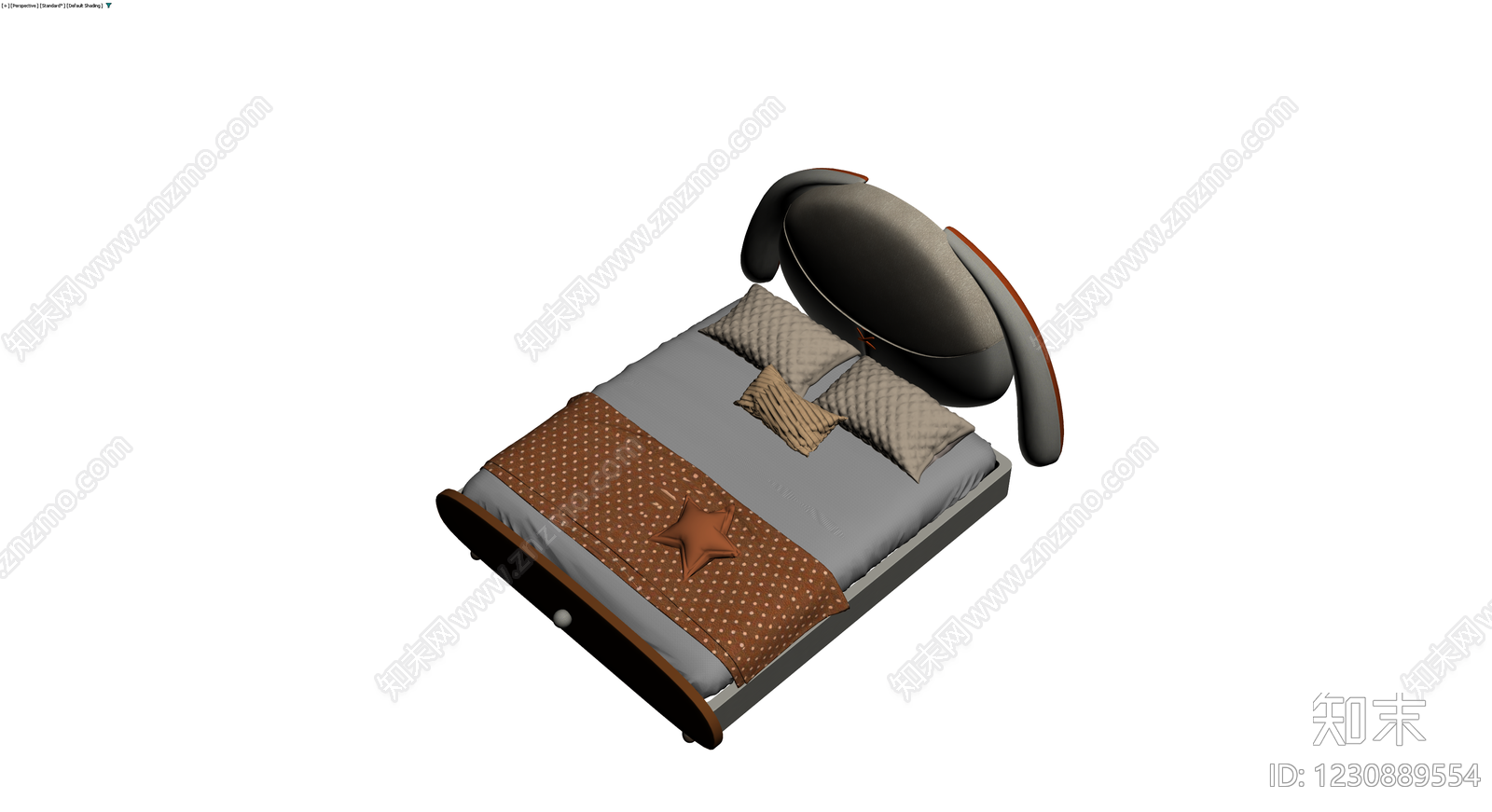 现代风格软包床具3D模型下载【ID:1230889554】