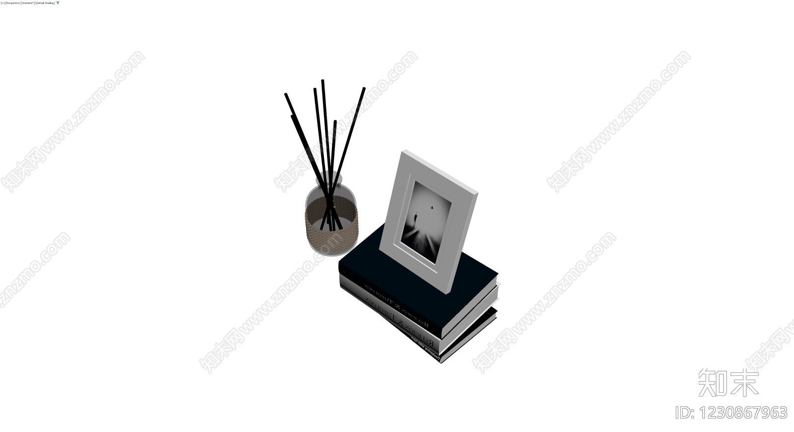 书籍相框摆件组合3D模型下载【ID:1230867963】