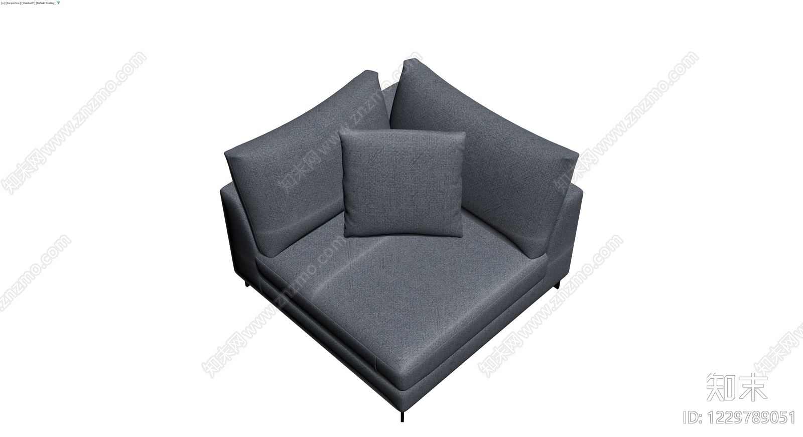 灰色布艺双人沙发3D模型下载【ID:1229789051】