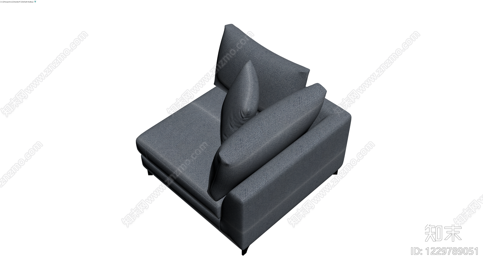 灰色布艺双人沙发3D模型下载【ID:1229789051】