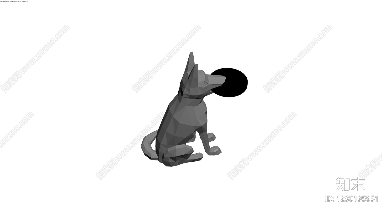 低多面风格犬雕塑3D模型下载【ID:1230195951】