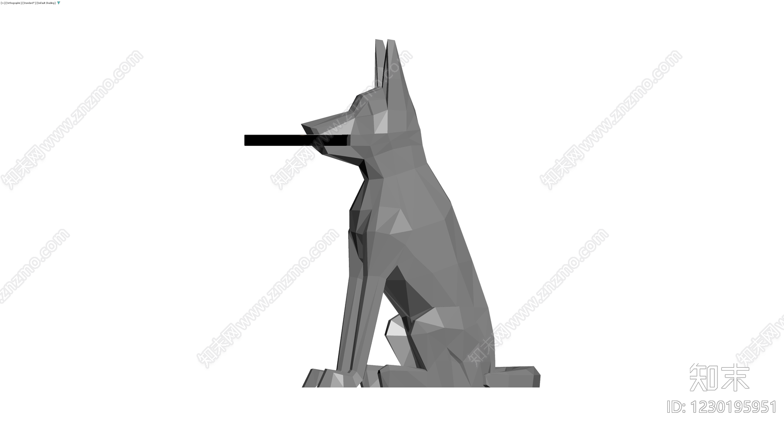 低多面风格犬雕塑3D模型下载【ID:1230195951】