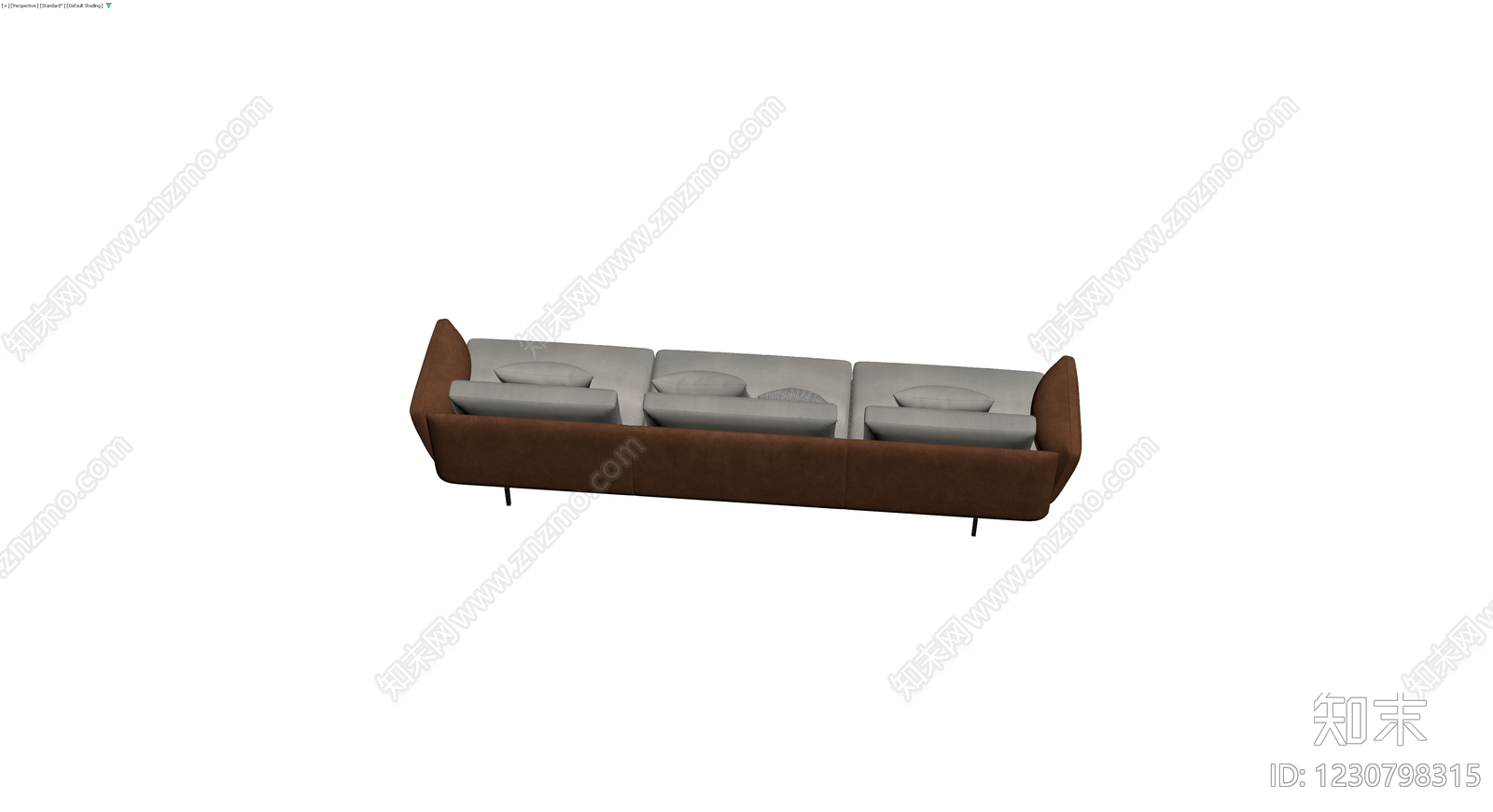 现代灰棕配色三人沙发3D模型下载【ID:1230798315】