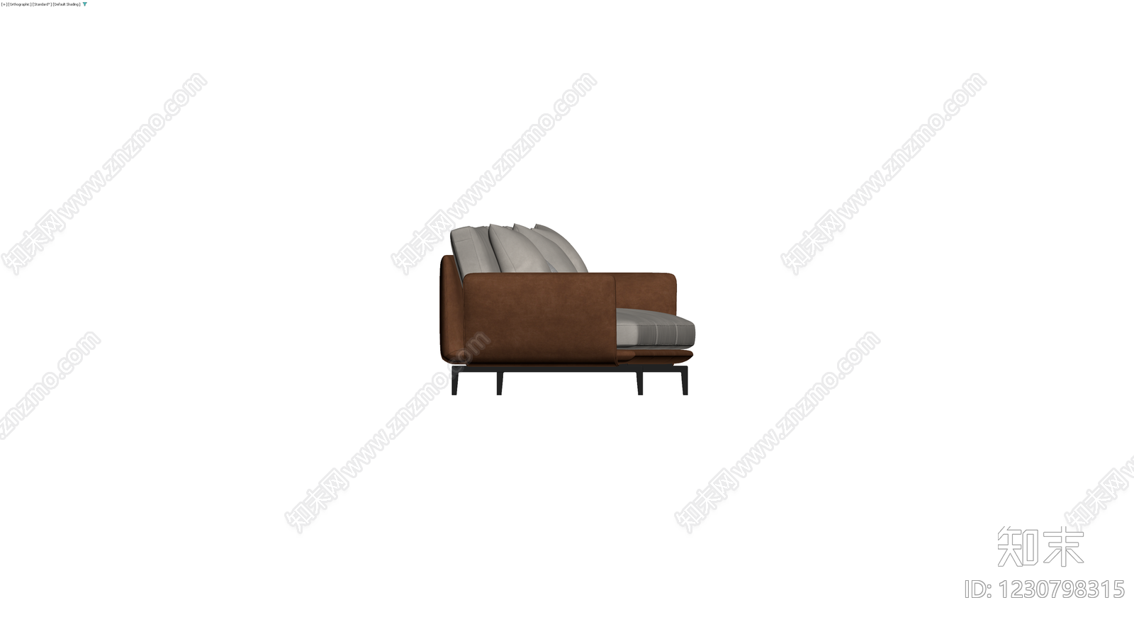 现代灰棕配色三人沙发3D模型下载【ID:1230798315】