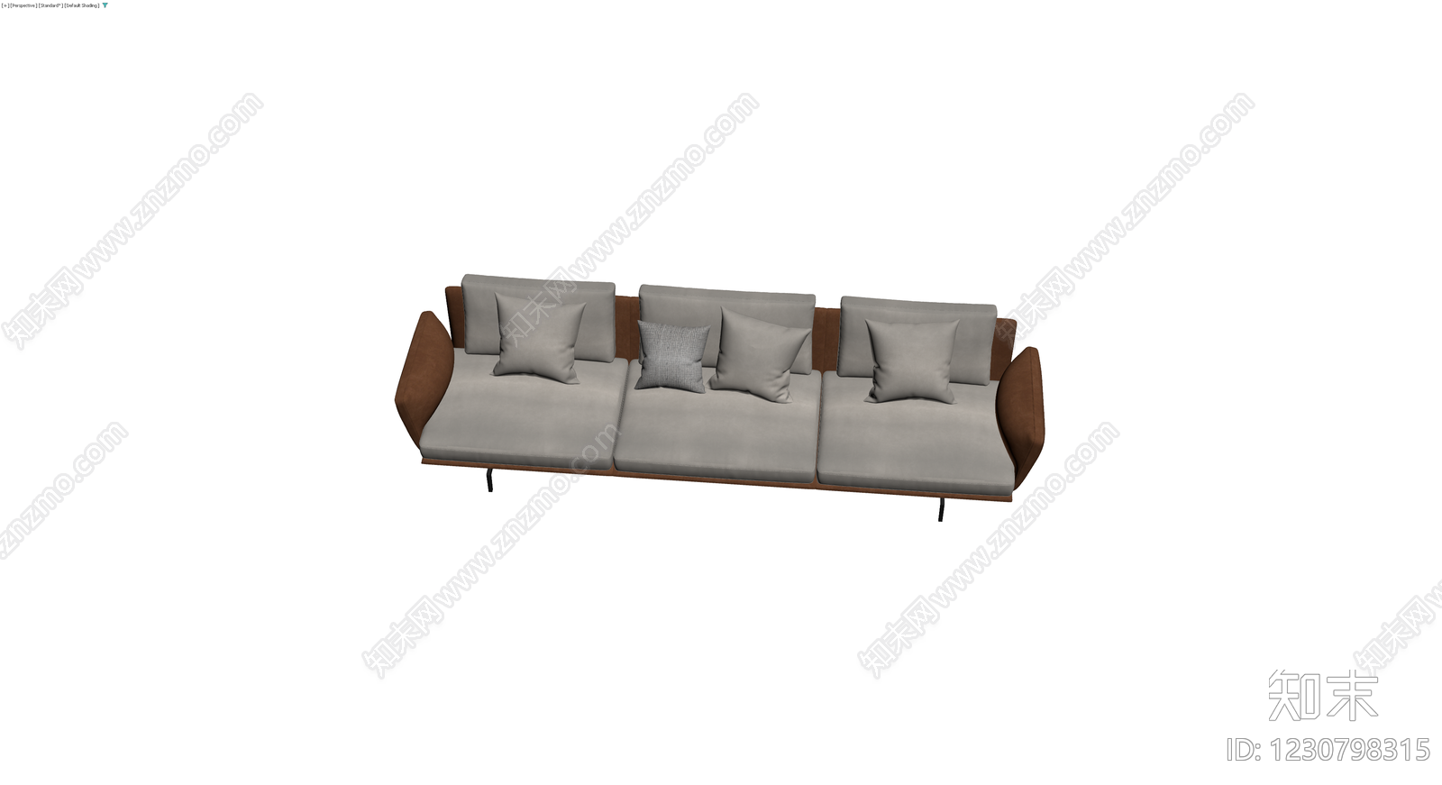 现代灰棕配色三人沙发3D模型下载【ID:1230798315】