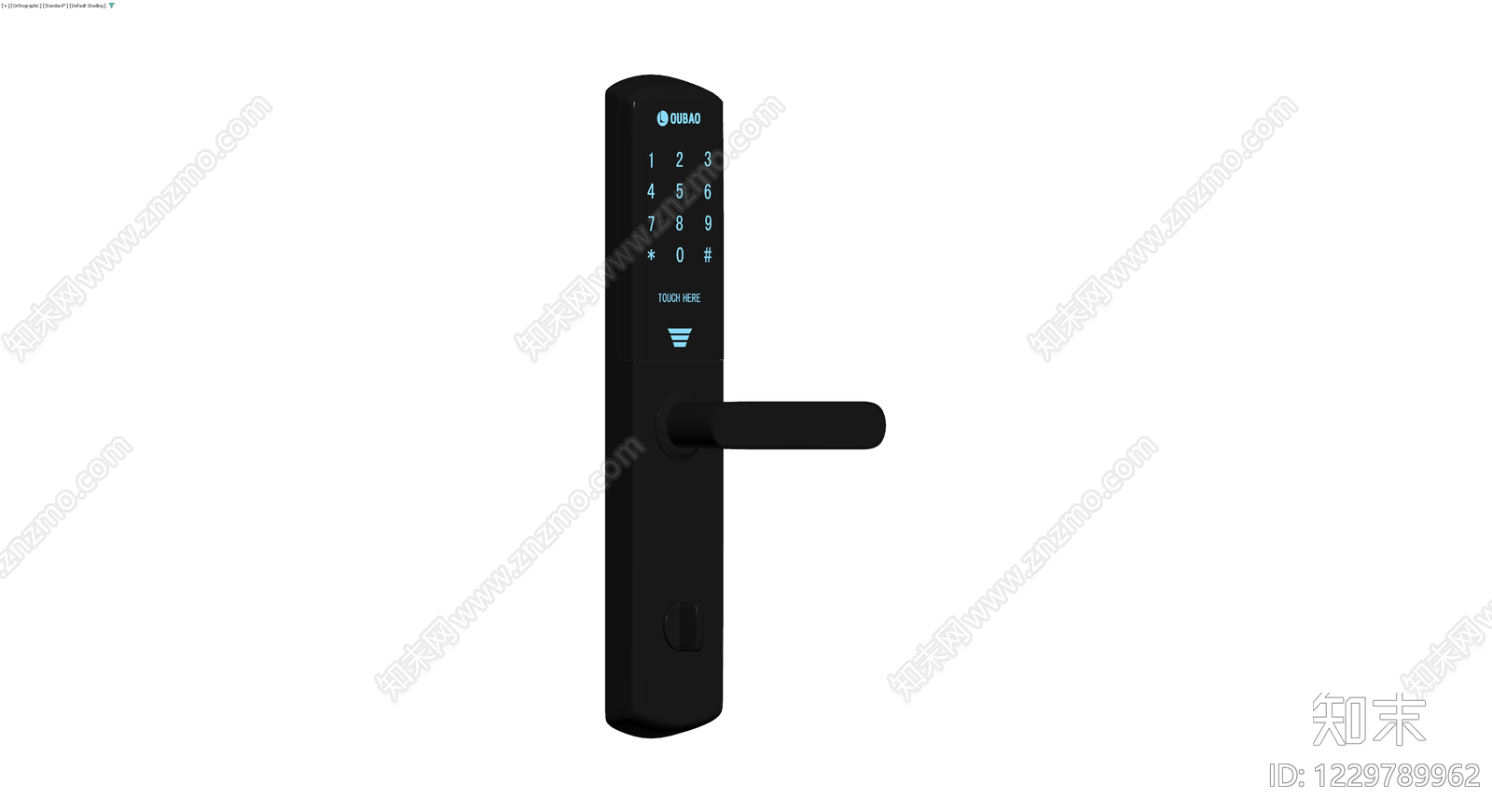 黑色智能指纹门锁3D模型下载【ID:1229789962】