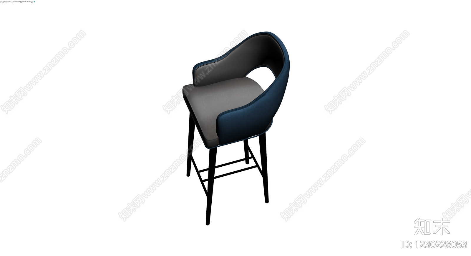 蓝灰拼色高脚椅3D模型下载【ID:1230228053】