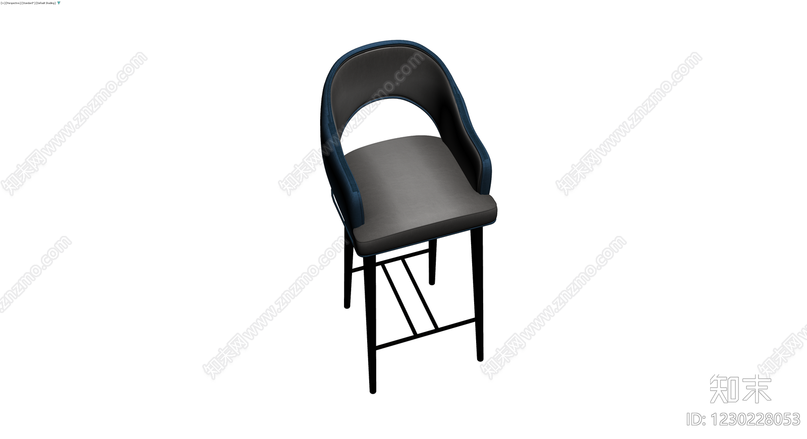蓝灰拼色高脚椅3D模型下载【ID:1230228053】
