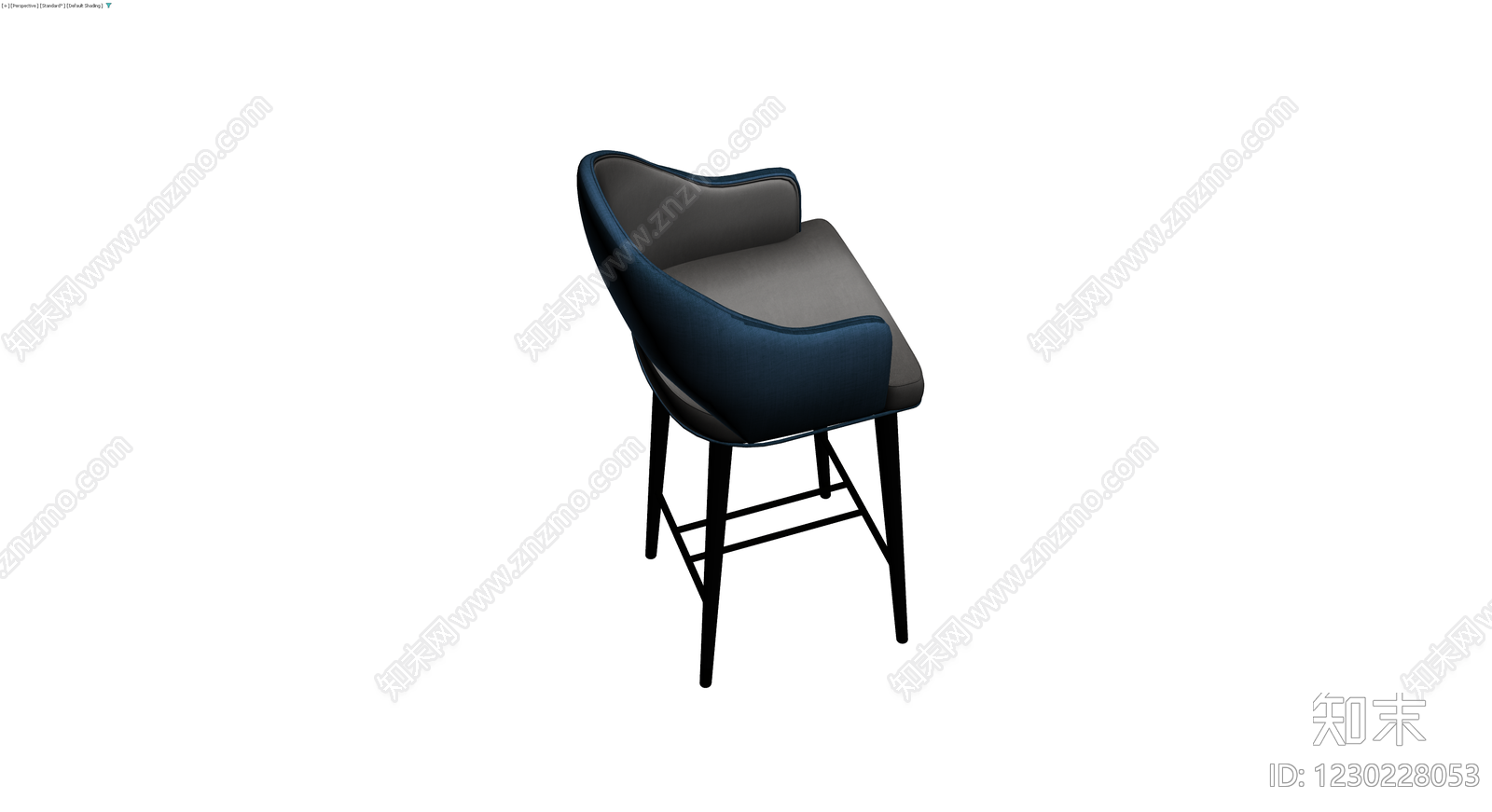 蓝灰拼色高脚椅3D模型下载【ID:1230228053】