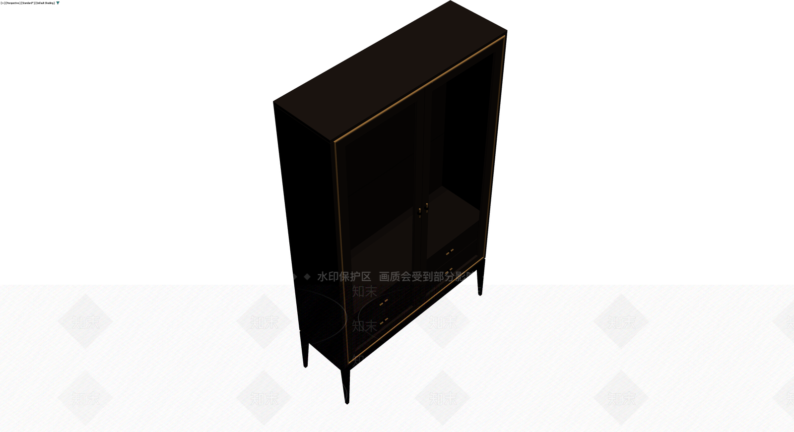 黑色双门玻璃展示柜3D模型下载【ID:1229996934】