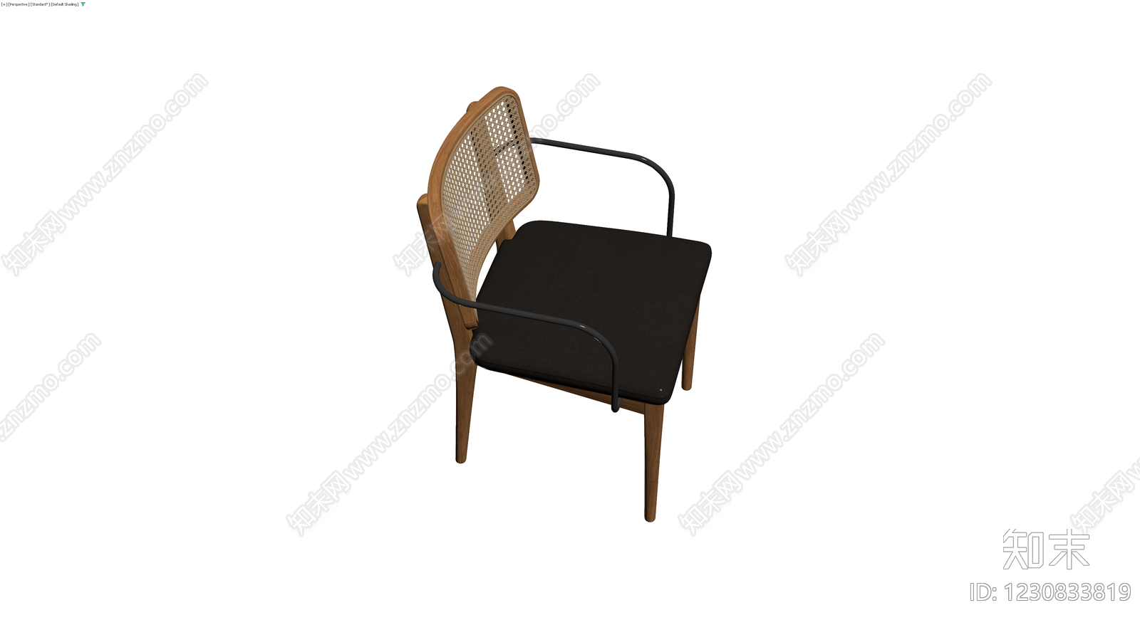 木质藤编扶手椅3D模型下载【ID:1230833819】