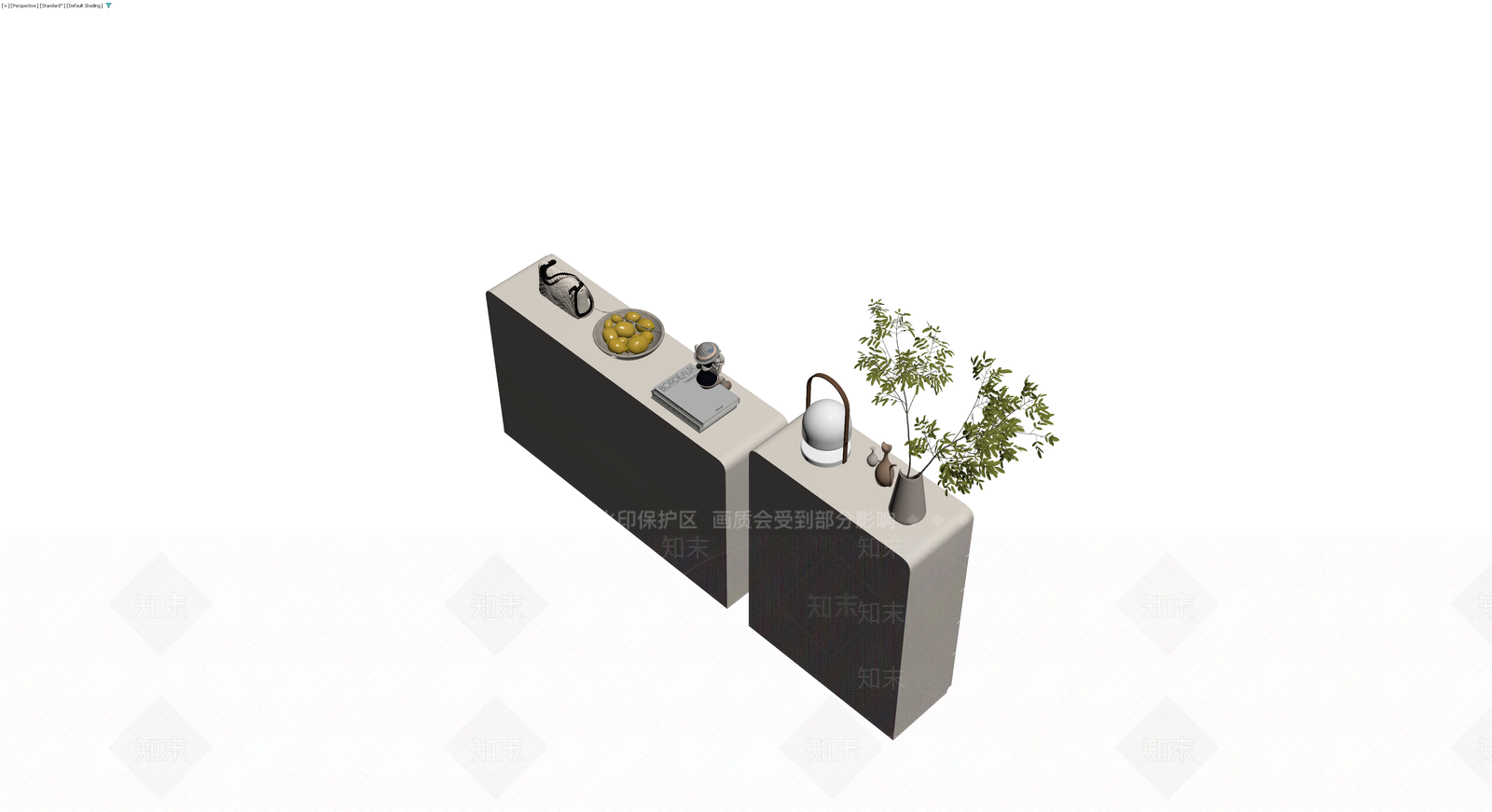 双柜组合及装饰摆件3D模型下载【ID:1229595880】