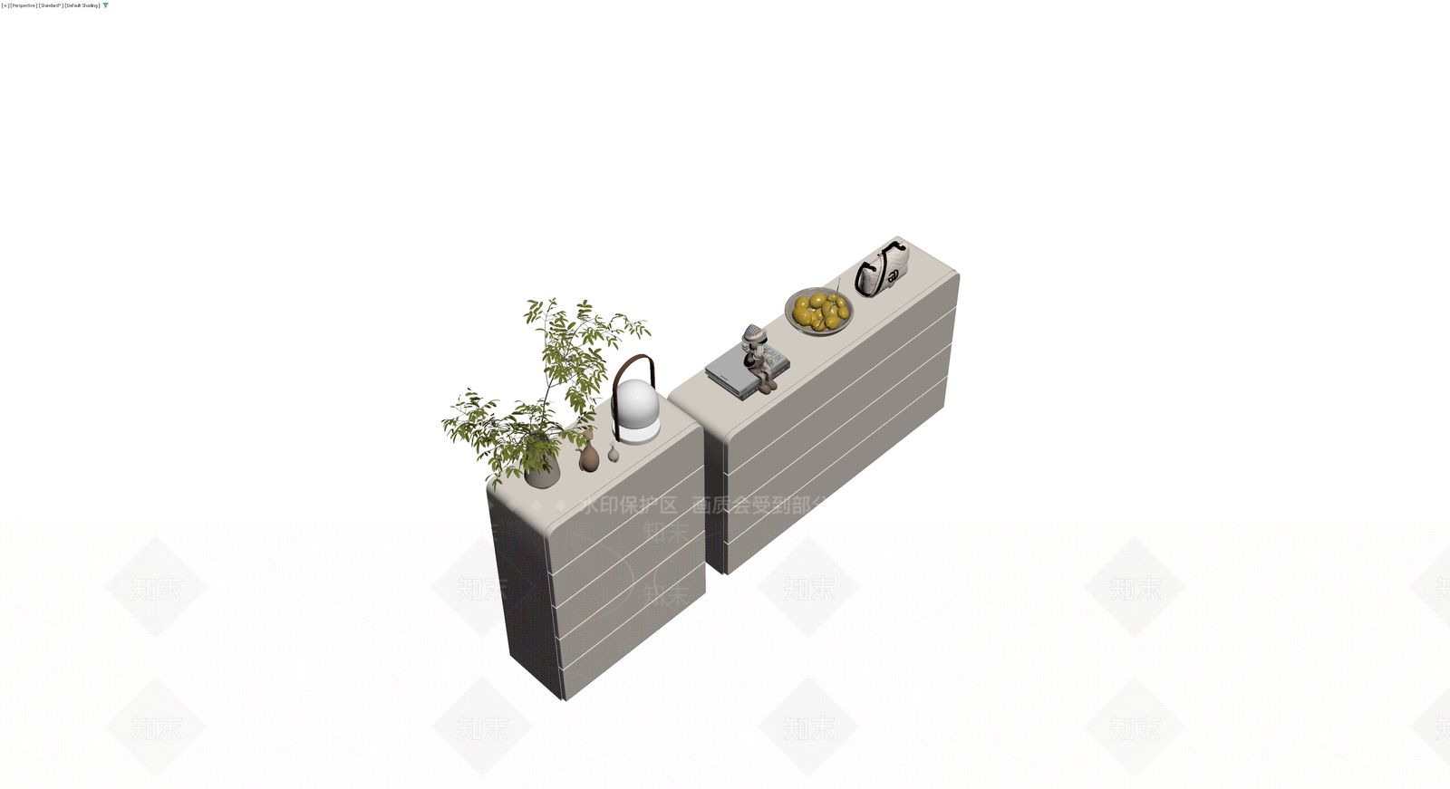 双柜组合及装饰摆件3D模型下载【ID:1229595880】