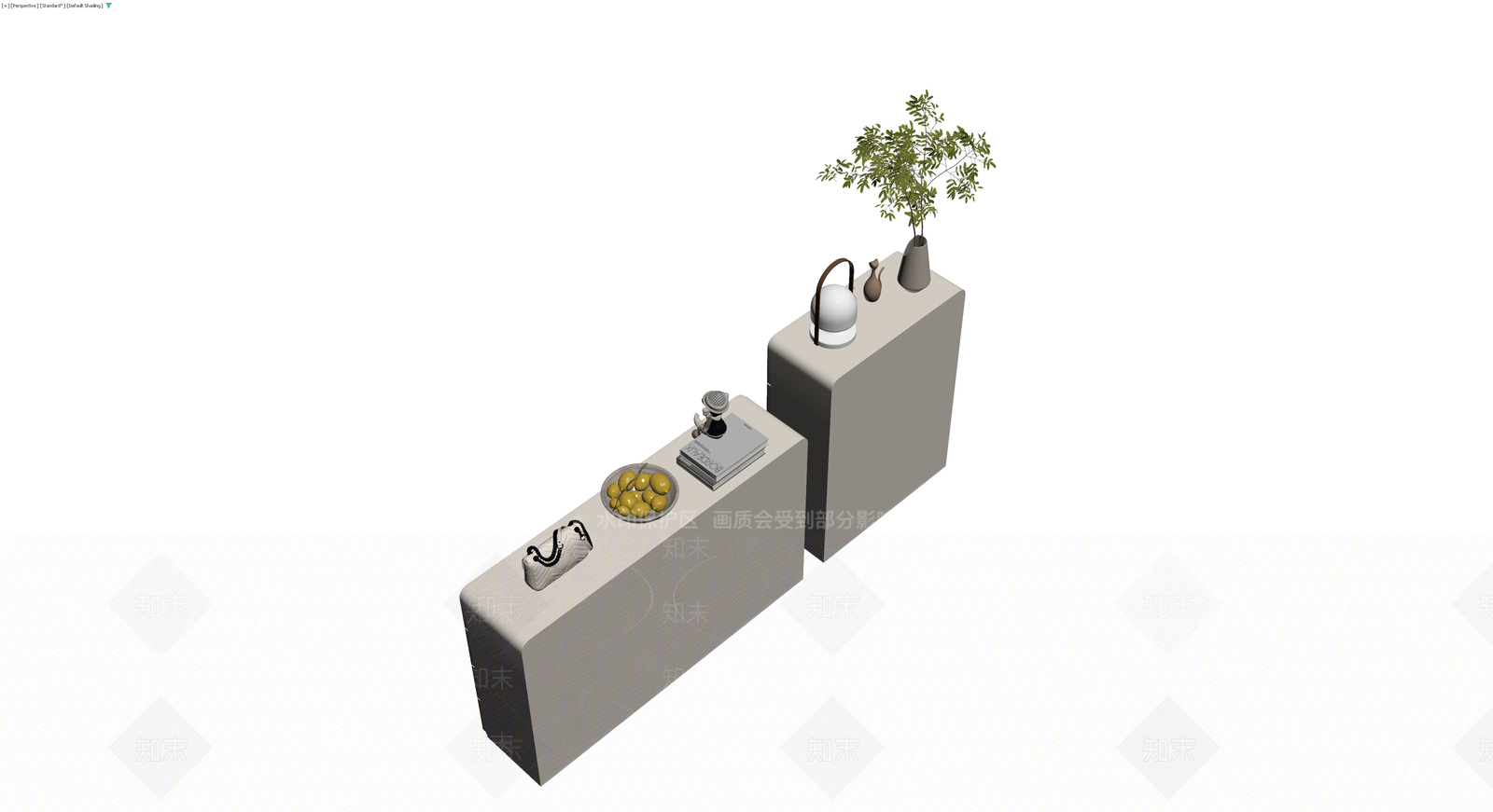 双柜组合及装饰摆件3D模型下载【ID:1229595880】