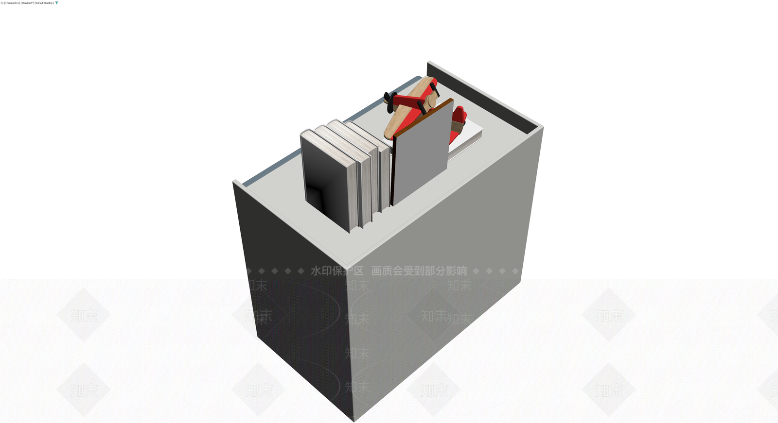 带摆件的灰模斗柜3D模型下载【ID:1229663005】