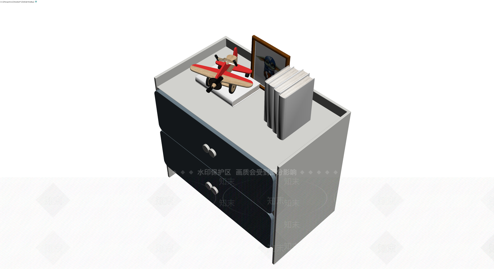 带摆件的灰模斗柜3D模型下载【ID:1229663005】
