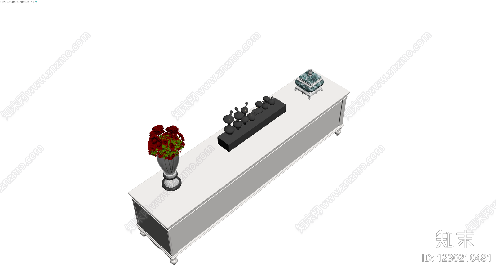 白色法式储物柜及装饰组合3D模型下载【ID:1230210481】