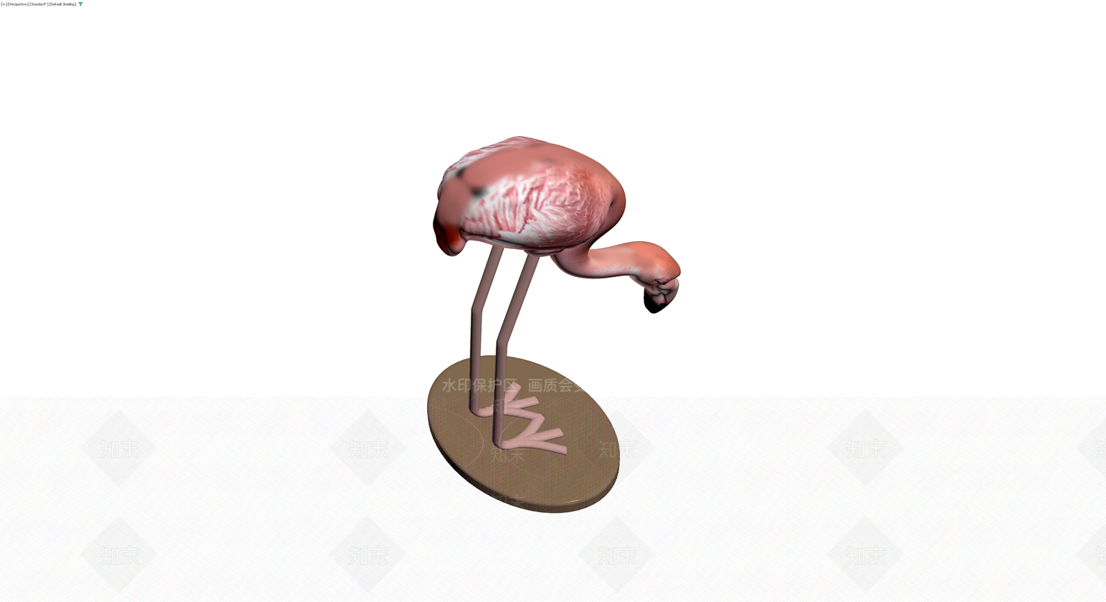 粉色火烈鸟底座雕塑3D模型下载【ID:1230373273】