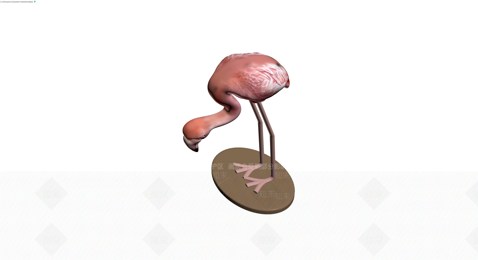 粉色火烈鸟底座雕塑3D模型下载【ID:1230373273】
