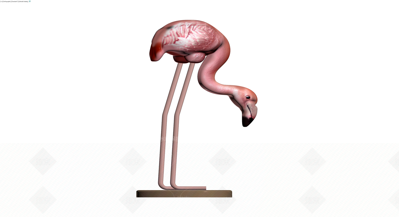 粉色火烈鸟底座雕塑3D模型下载【ID:1230373273】