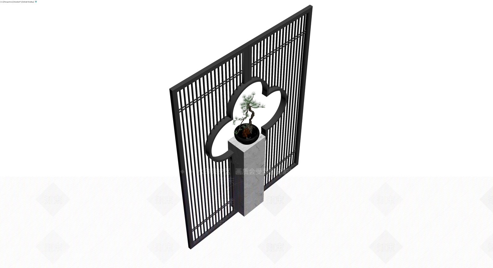 中式屏风盆景组合3D模型下载【ID:1230647491】