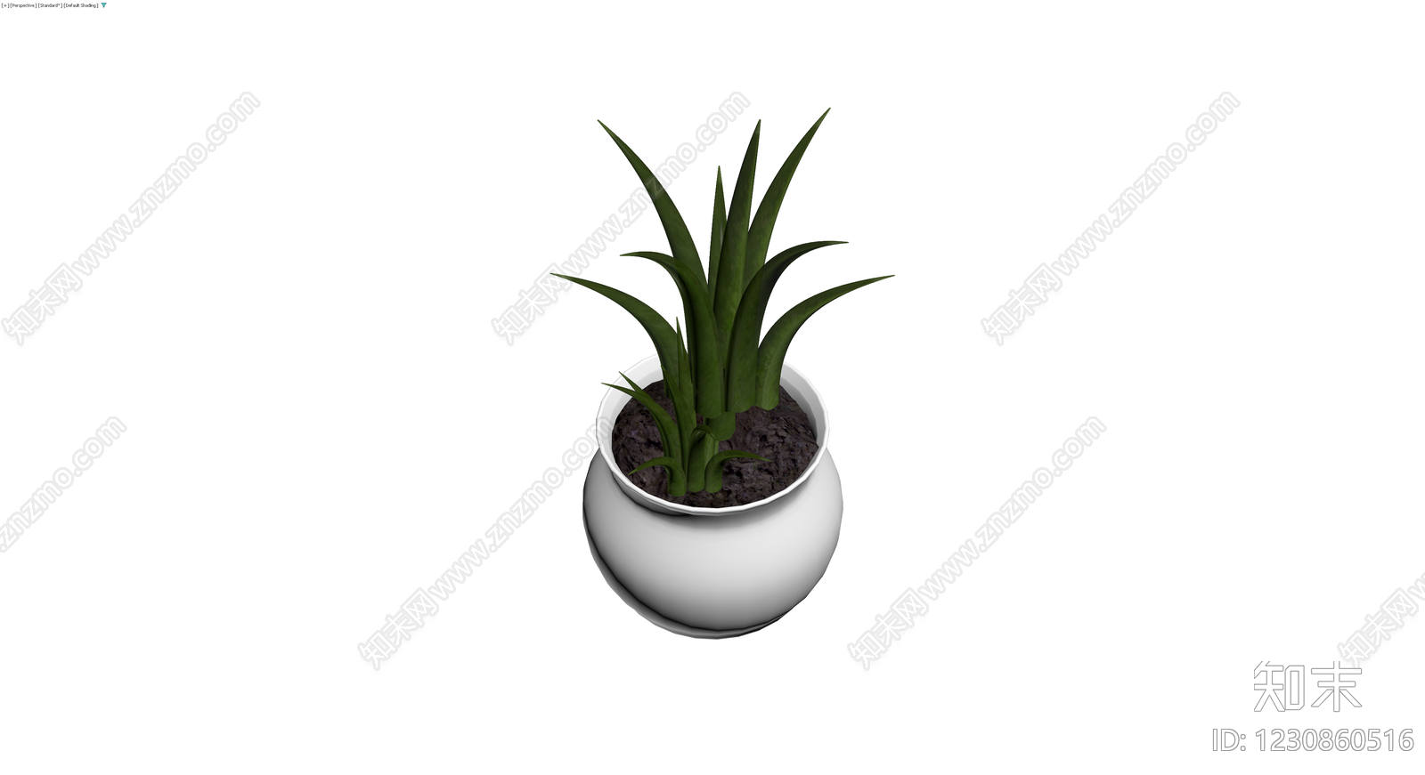 白盆绿植盆栽模型3D模型下载【ID:1230860516】