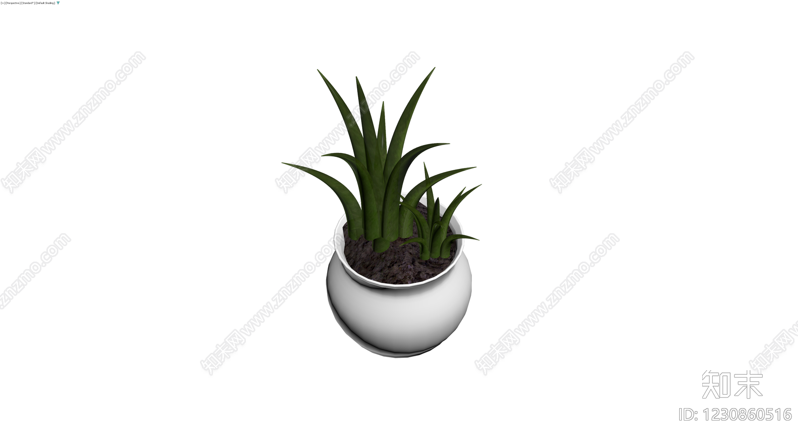 白盆绿植盆栽模型3D模型下载【ID:1230860516】