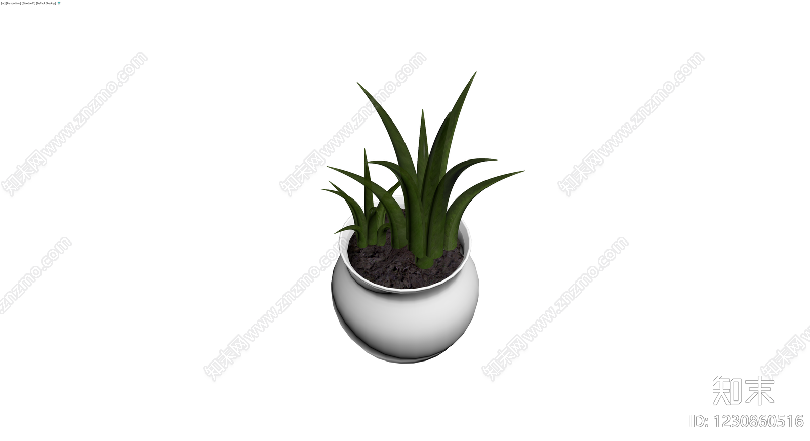 白盆绿植盆栽模型3D模型下载【ID:1230860516】