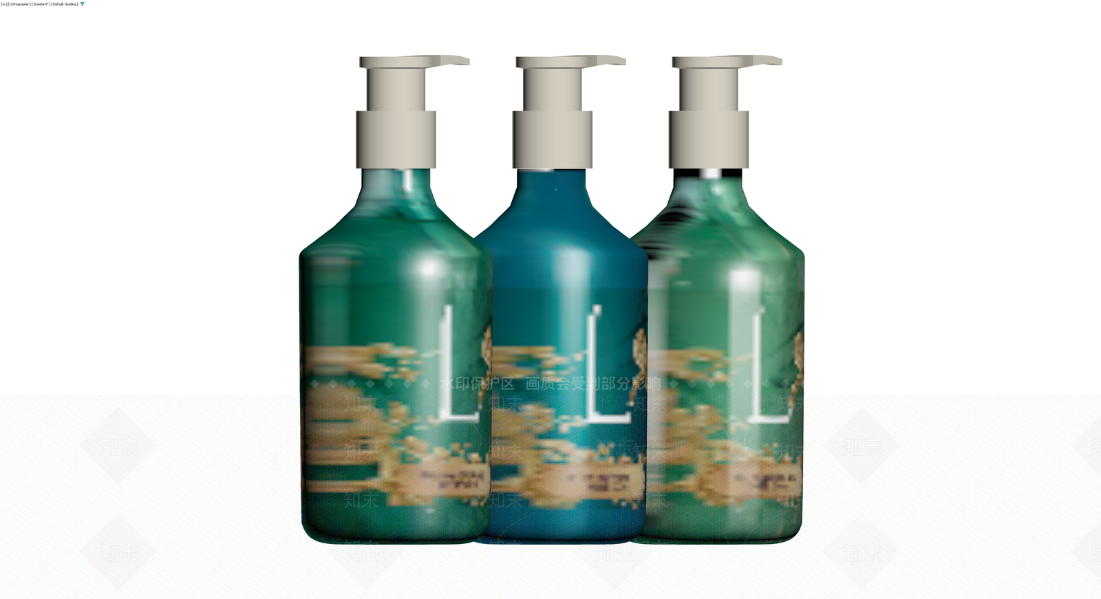 三瓶按压式洗护用品3D模型下载【ID:1230783618】