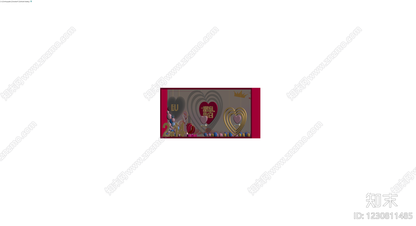 情人节主题背景墙3D模型下载【ID:1230811485】