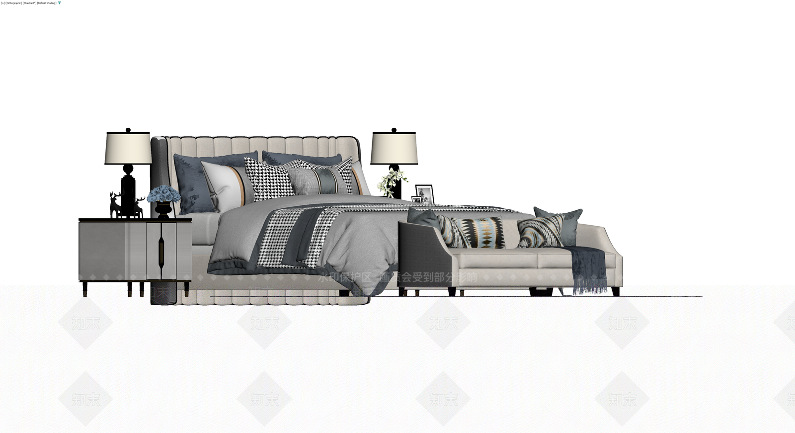 现代风格卧室家具组合3D模型下载【ID:1229978735】