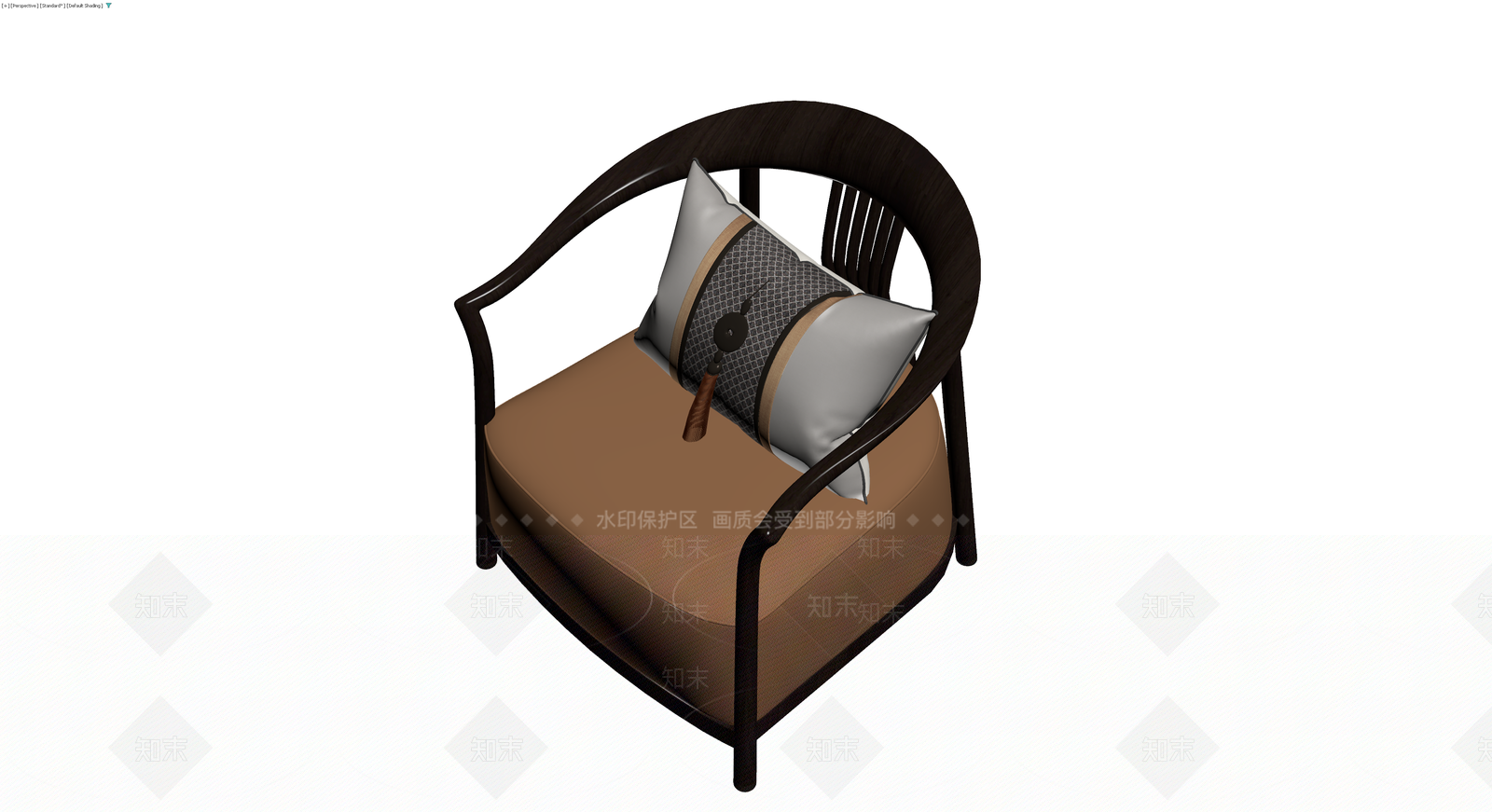 中式圈椅配抱枕3D模型下载【ID:1229937602】