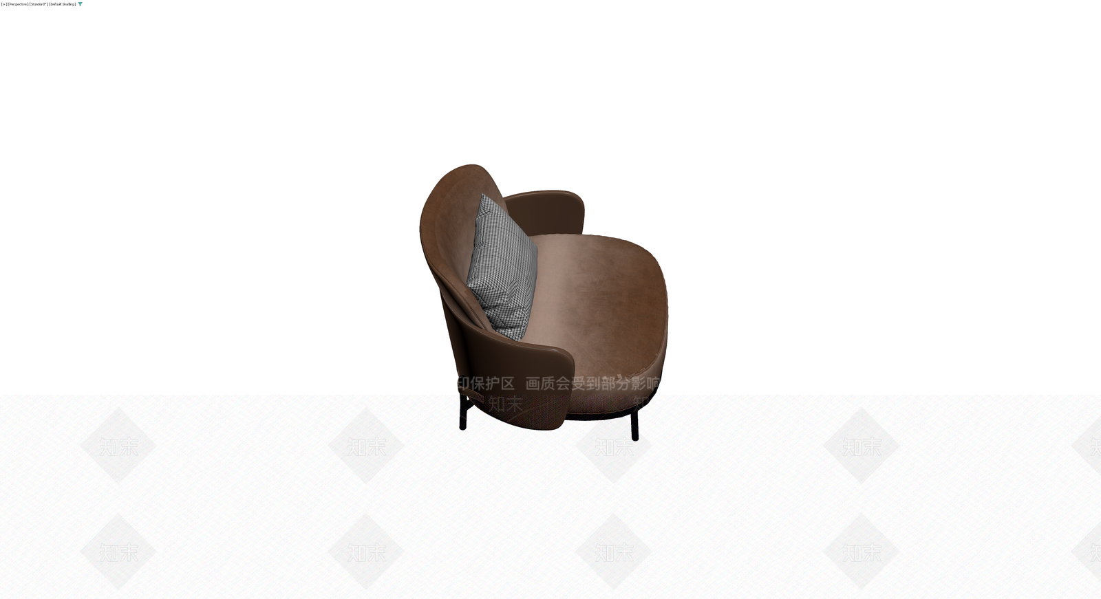 棕色绒面单人沙发3D模型下载【ID:1230363462】