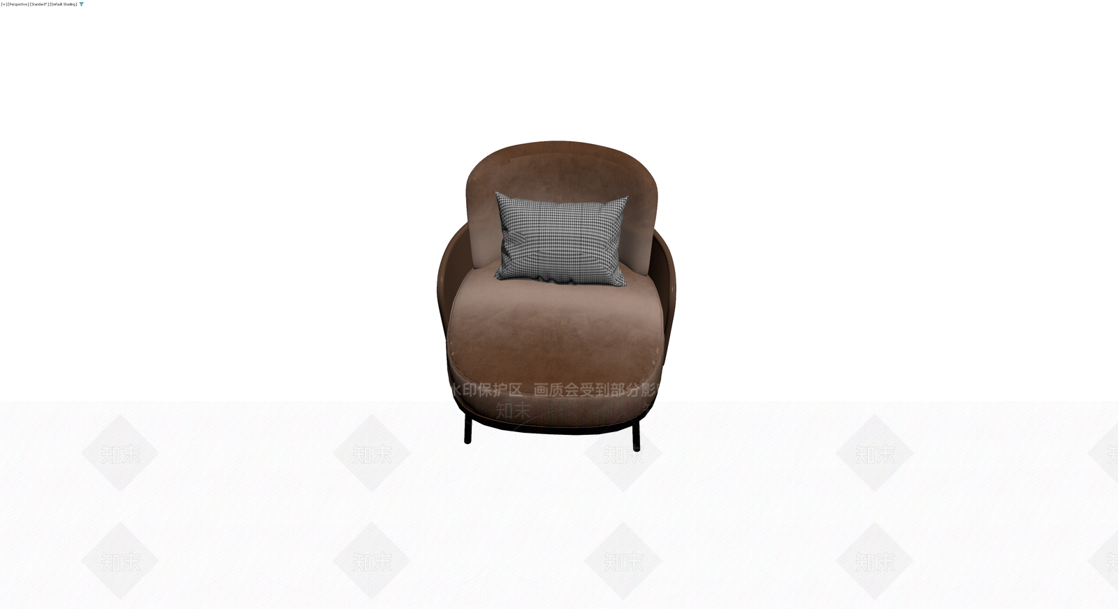 棕色绒面单人沙发3D模型下载【ID:1230363462】
