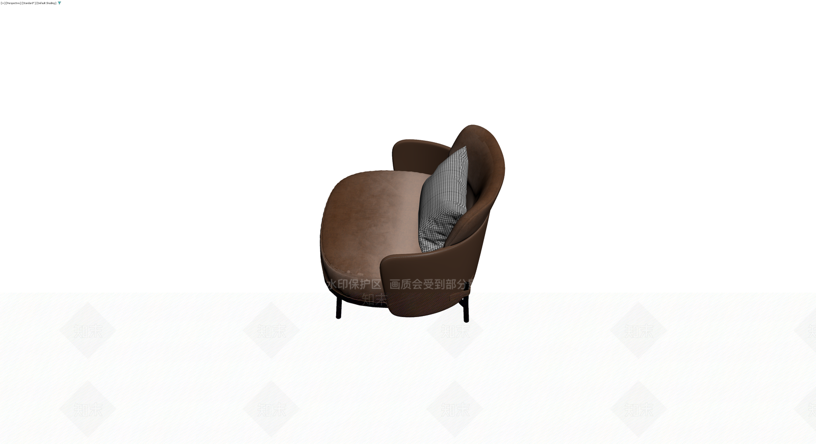 棕色绒面单人沙发3D模型下载【ID:1230363462】