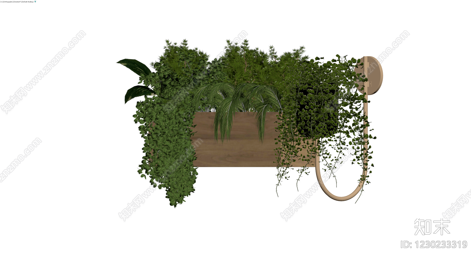 木质花箱与绿植组合3D模型下载【ID:1230233319】